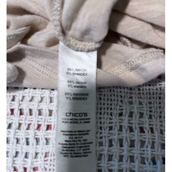 Chico’s Top S (0) Cream 3/4 Sleeve Tie Back Casual Normcore Modern Boho Blouse - Picture 3 of 5